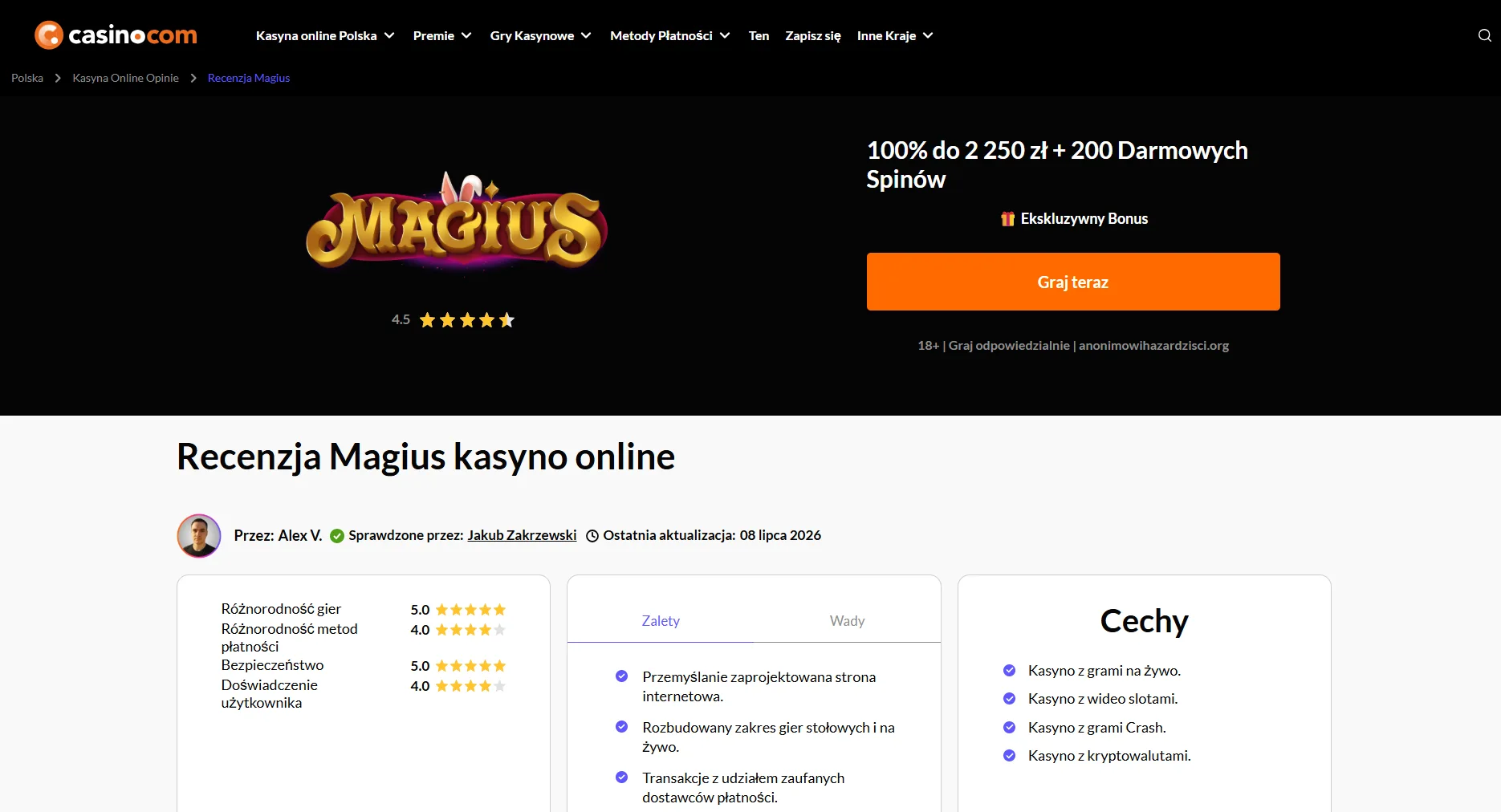 Zewnętrzna polska recenzja Magius pokazana jako przykład źródła opinii