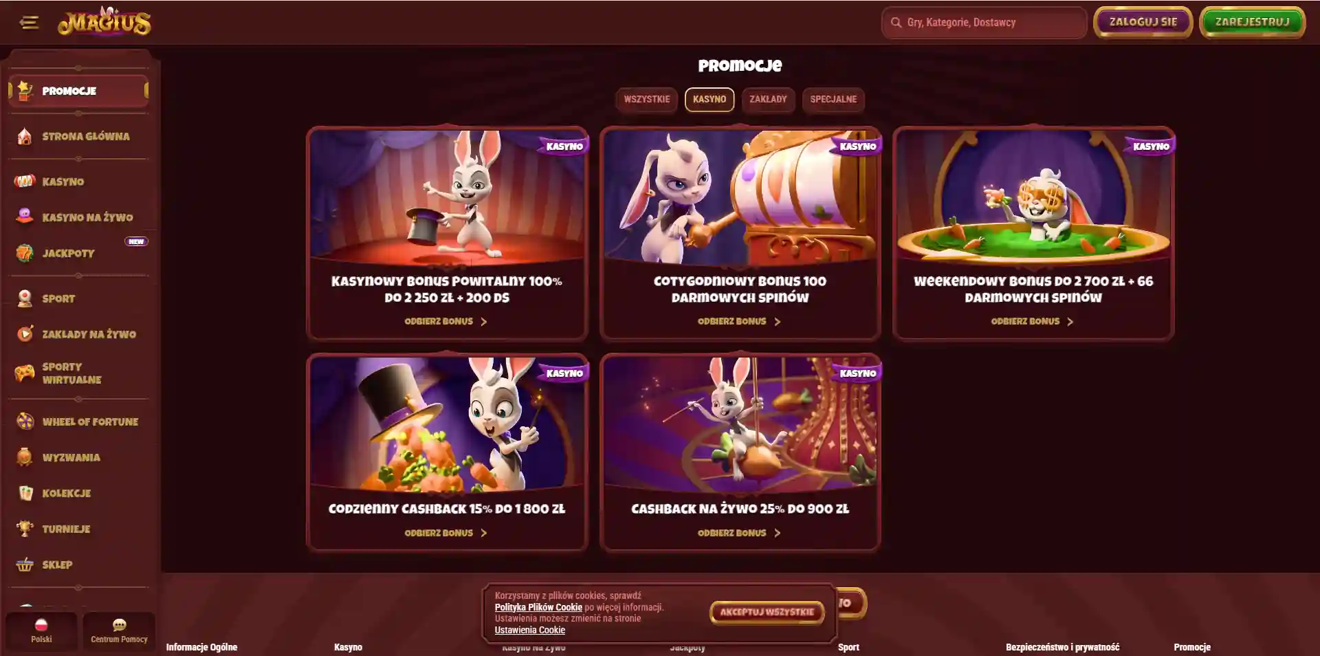 Aktualna polska strona promocji kasynowych Magius